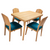 Juego de Comedor Paleta Flormorado 4 Puestos 110 X 80 Cm Tapizado Turqueza - Fabrica Online