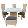 Juego de Comedor Eko 4 Puesto Color Miel Tapizado Gris