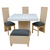 Juego de Comedor Eko 4 Puesto Color Miel Tapizado Gris