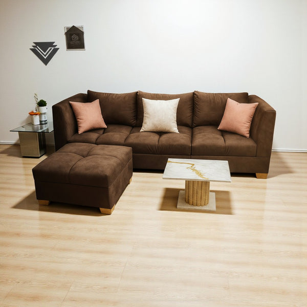 Juego de Sala Nube + Puff + 3 Cojines Decorativos Tela Amigable a las Mascotas Chocolate