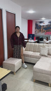 Sala Century Con Baul Tela Antifluido Marfil