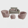 Sofa Cama Carro + 2 Poltronas + Puff + 3 Cojines Tela Amigable a Las Mascotas Gris Rosa