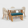 Juego de Comedor Orlando 5 Puestos Tela Antifluido Marfil 120X80