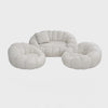 Sofa Nube 2 Puestos + 2 Poltronas + Puff + 3 Cojines Tela Polar Marfil