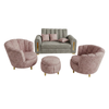 Sofa Cama Carro + 2 Poltronas + Puff + 3 Cojines Tela Amigable a Las Mascotas Gris Rosa - Fabrica Online
