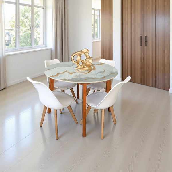 Juego de Comedor Atlantis Redonda 4 Puestos Blanco 90X90cm - Fabrica Online