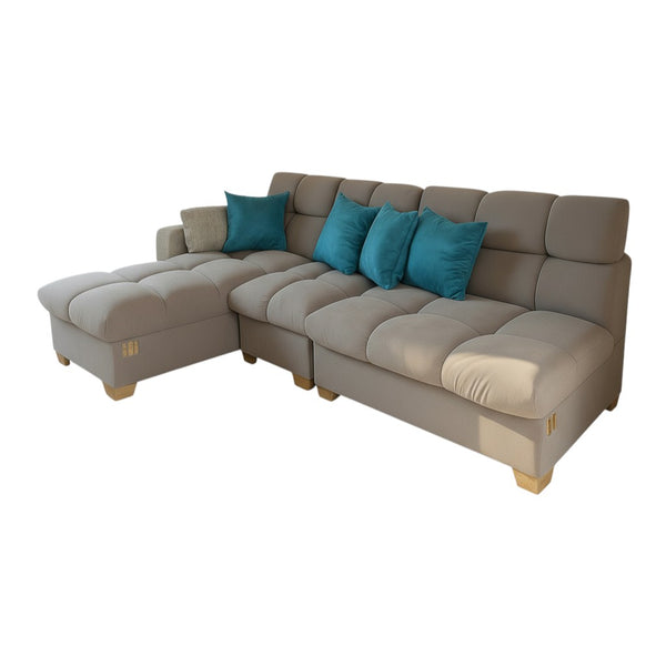 Juego de Sala Nube Premium Reclinable Tela Amigable a Las Mascotas Gris